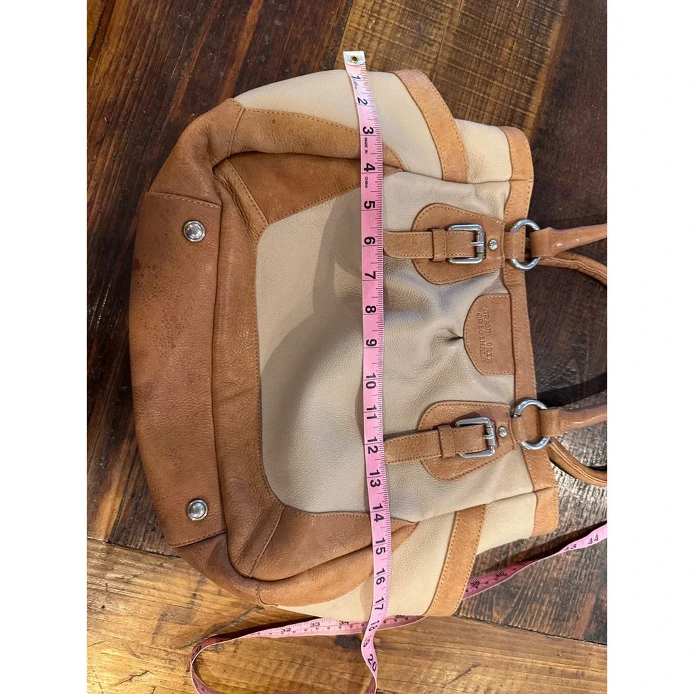 Grand Prix Originals Tan Cream Leather‎ Tote Bag Shoulder Purse Equestrian Style